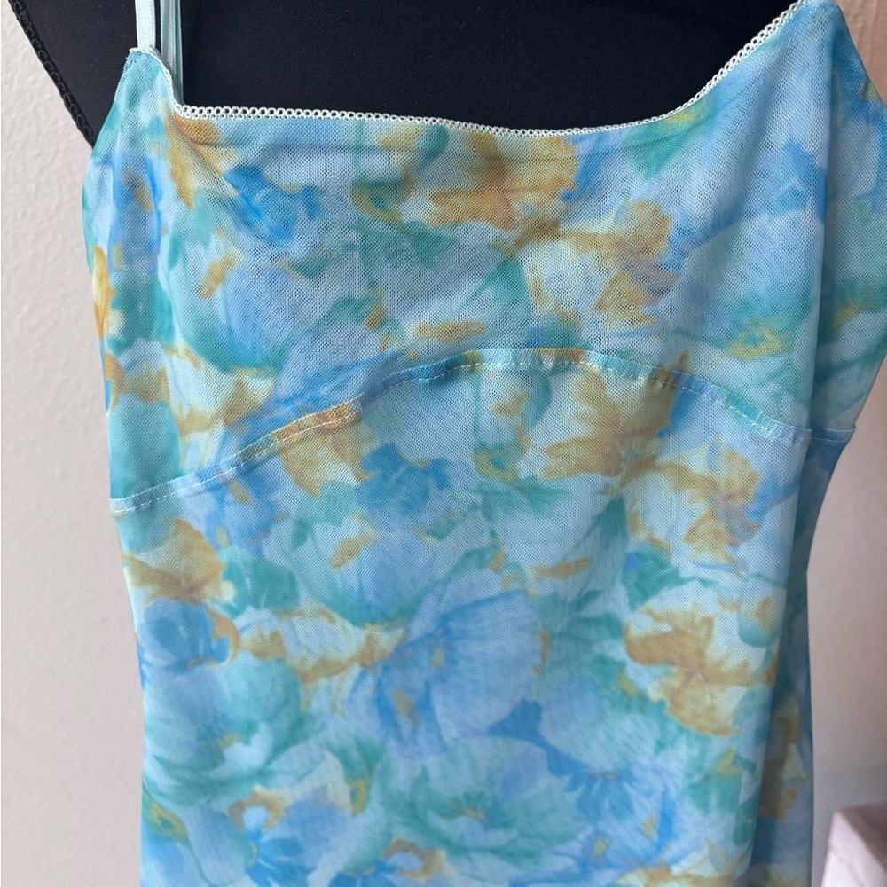 Zara Blue and Yellow Floral Midi Dress